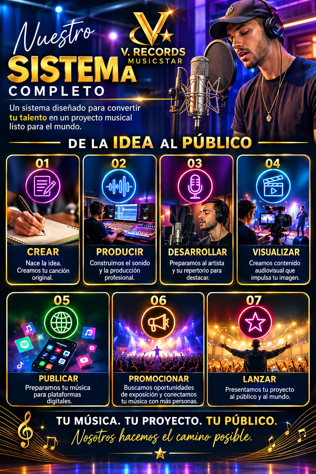Nuestro sistema completo: de la idea al público en 7 pasos
